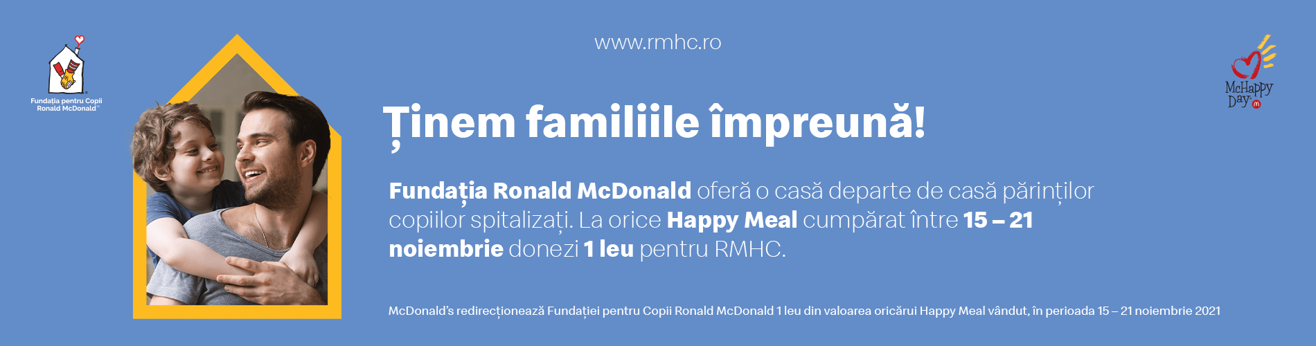 Fundația pentru Copii Ronald McDonald: apel de strângere de fonduri pentru continuarea proiectelor care țin familiile împreună